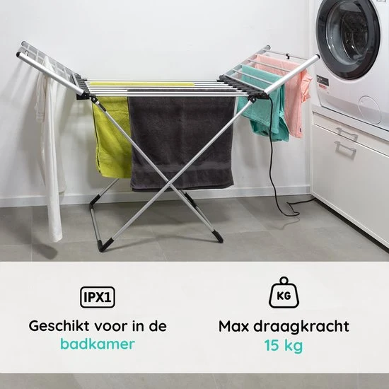 Eleganca Elektrisch Droogrek - Verwarmd Wasrek - Elektrisch Wasrek - Zilver