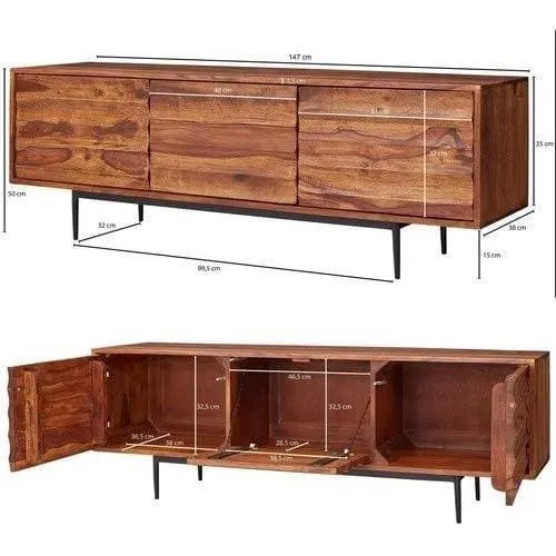Nancy's Duna Dressoirs - TV-Kast - TV Meubel - Lowboard - Massief Sheeshamhout - ± 150 x 40 x 50 cm