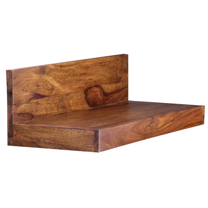 Nancy's Owattona Wandplank - Boekenplank - Zwevend - Massief Sheeshamhout - ± 60 x 20 x 15 cm