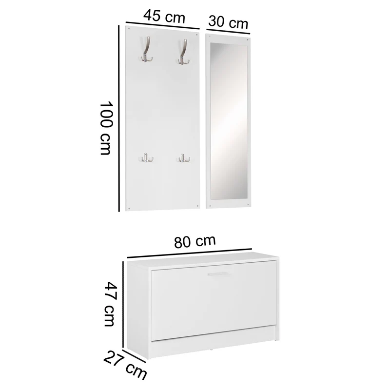 Nancy's Galafura Garderobe Set - Wandgarderobe - Wandkapstok - Schoenenkast - Wit