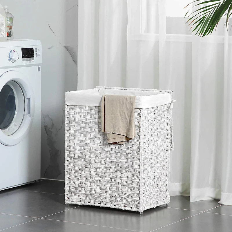 Nancy's Wasmand - Wassorteerder - Handgevlochten kunststof - 90L - Wit