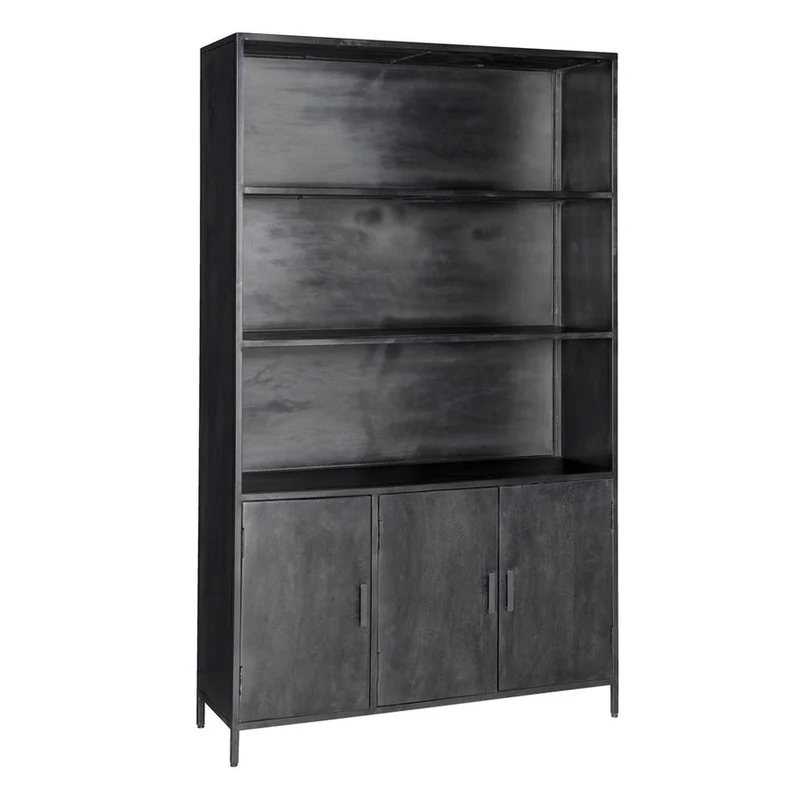 Livingfurn Kala wandkast - Mangohout - Zwart - 120x40x200cm