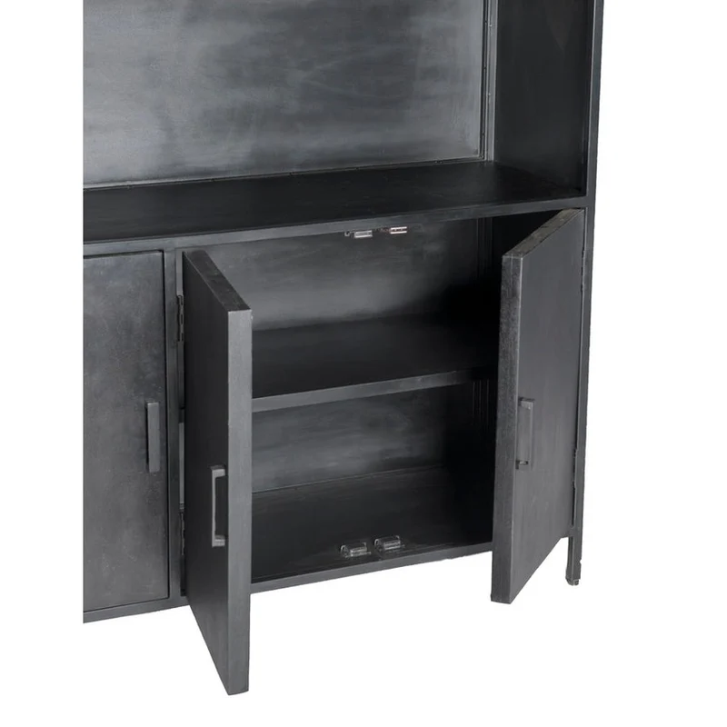 Livingfurn Kala wandkast - Mangohout - Zwart - 120x40x200cm
