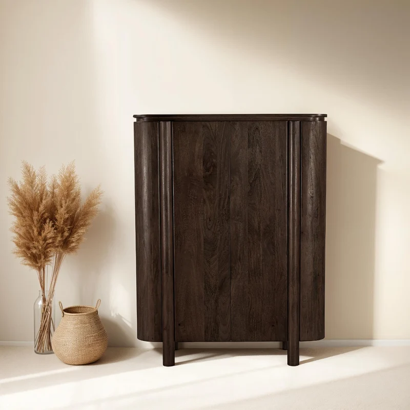 Livingfurn Salano Brown wandkast - Mangohout - Bruin - 116x43x150 cm