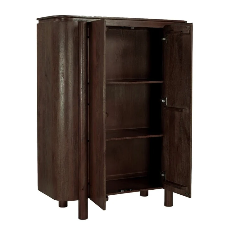 Livingfurn Salano Brown wandkast - Mangohout - Bruin - 116x43x150 cm