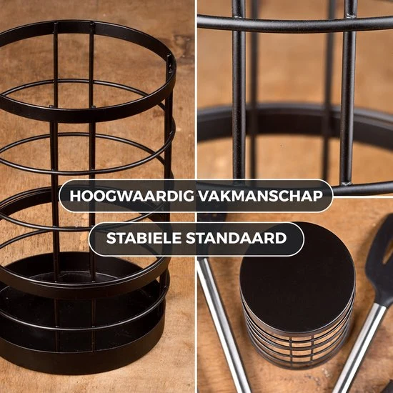 Chefarone Keukengerei Houder - Keukenhulp - Keukenhouder - Opberger - Bestekhouder - Zwart