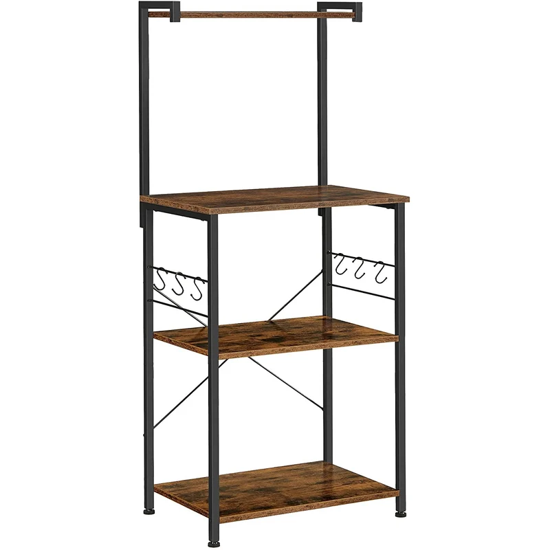 Nancy's Franktown Keukenrek - Opbergrek - Keukenkast - Opbergkast - Vintage Bruin / Zwart - ↑1 60 x 40 x 130 cm