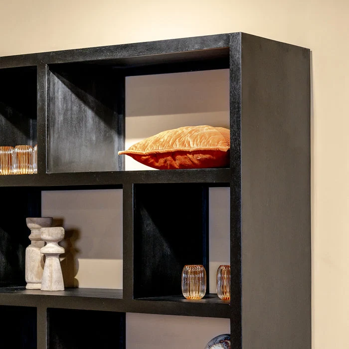 Nancy's Avessadas Kast - Wandkast - Staande Kast - Mangohout - Zwart - 145 x 50 x 230 cm