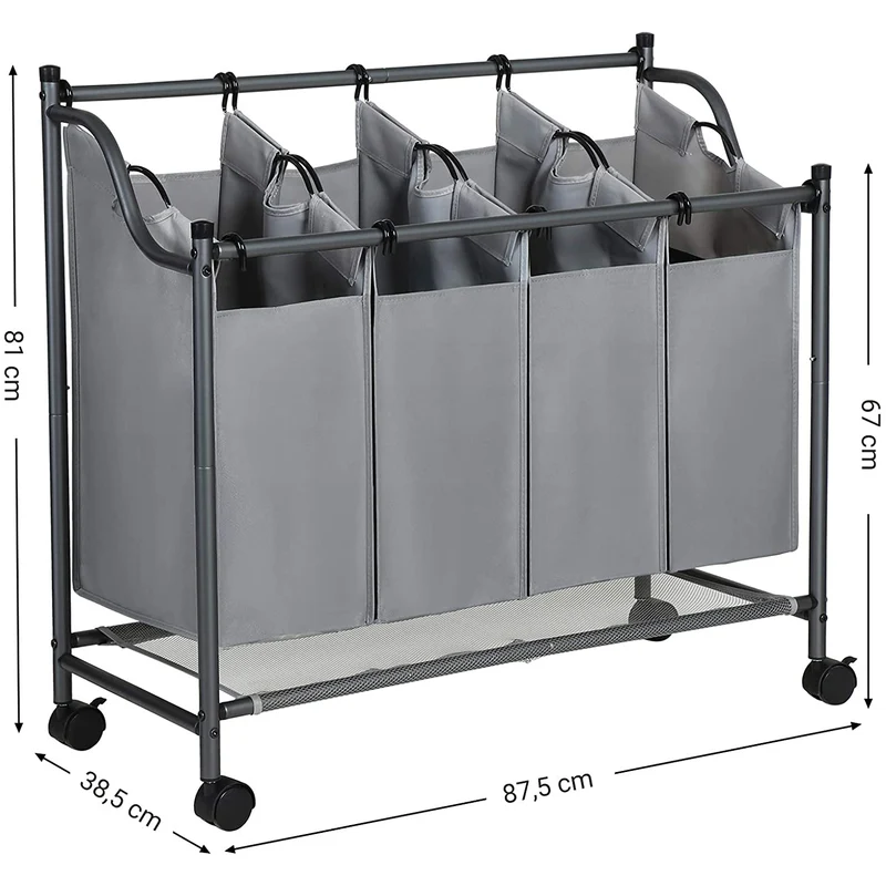 Nancy's Barcarena Wassorteerder - Wasmand - Wasbox - Grijs - 4 x 35 Liter