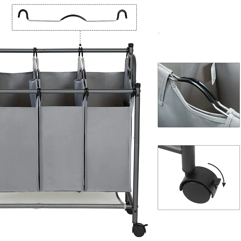 Nancy's Barcarena Wassorteerder - Wasmand - Wasbox - Grijs - 4 x 35 Liter