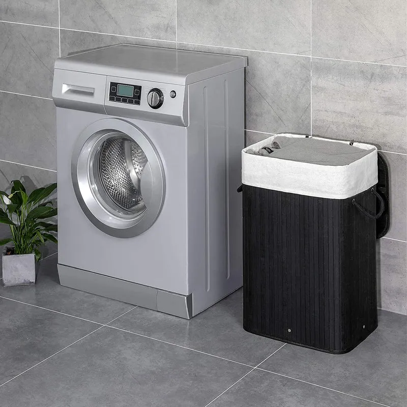 Nancy's Vermoim Wasmand - Wasbox - Uitneembare Waszak - Zwart - Bamboe - 72 Liter