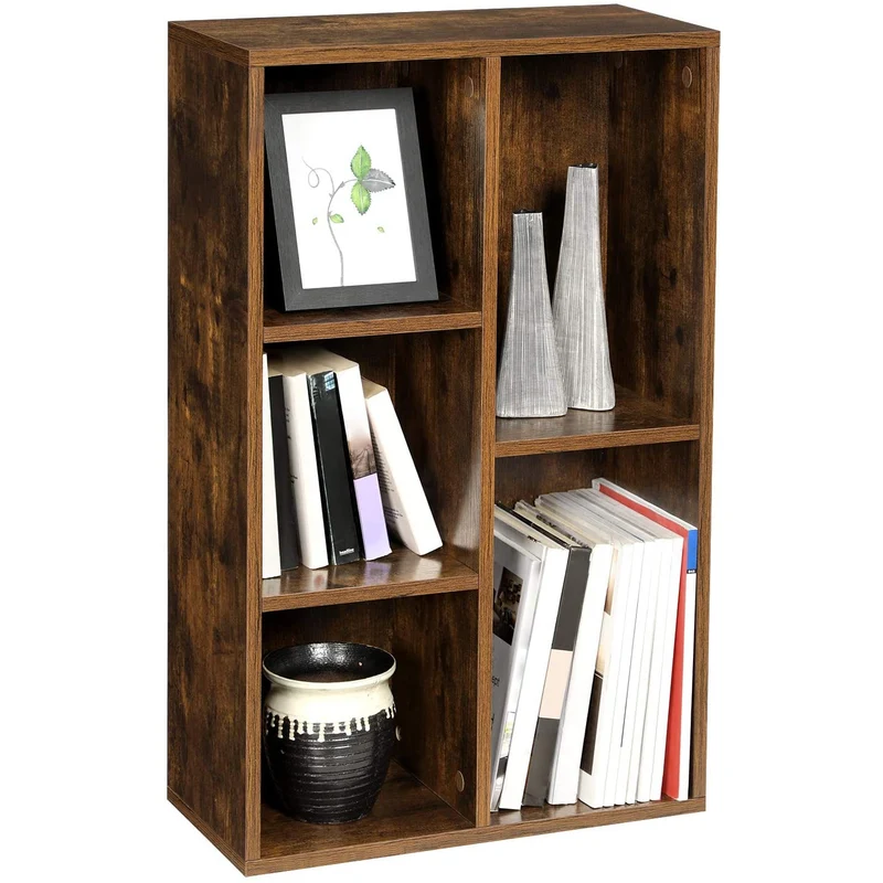 Nancy's Gardinski Boekenkast - Opbergkast met 5 Vakken - Kasten - Hout - Bruin - ± 50 x 25 x 80 cm