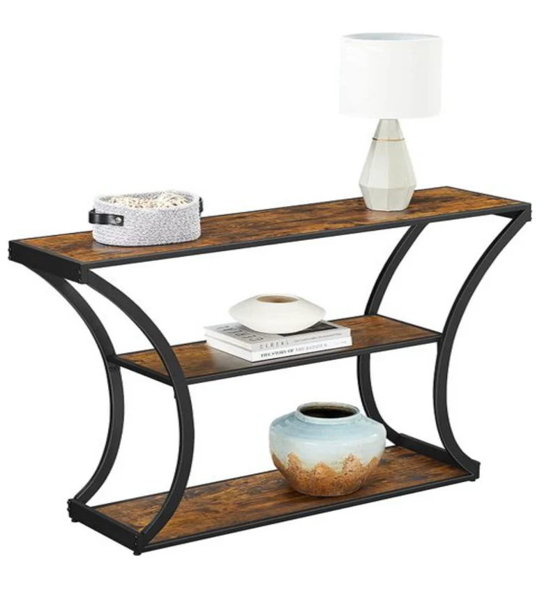 Nancy's Hall Consoletafel - Dressoir - Sidetable - Industrieel - Bruin - Zwart - Bewerkt Hout - Staal - 120 x 30 x 80 cm