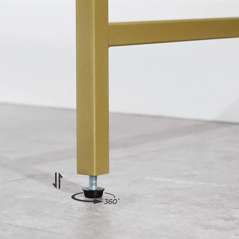 Nancy's Goldfield Sidetable - Bijzettafel - Consoletafel - 2 Niveaus - Goud - Glas / Staal - 35 x 100 x 80 cm