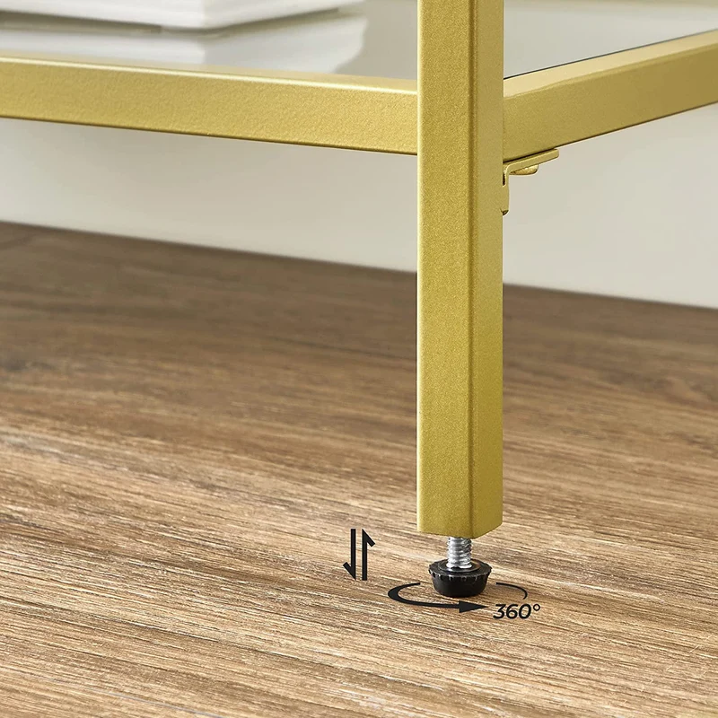 Nancy's Granada Sidetable - Consoletafel - 3 Niveaus - Goud - Glas / Staal - ± 130 x 30 x 70 cm