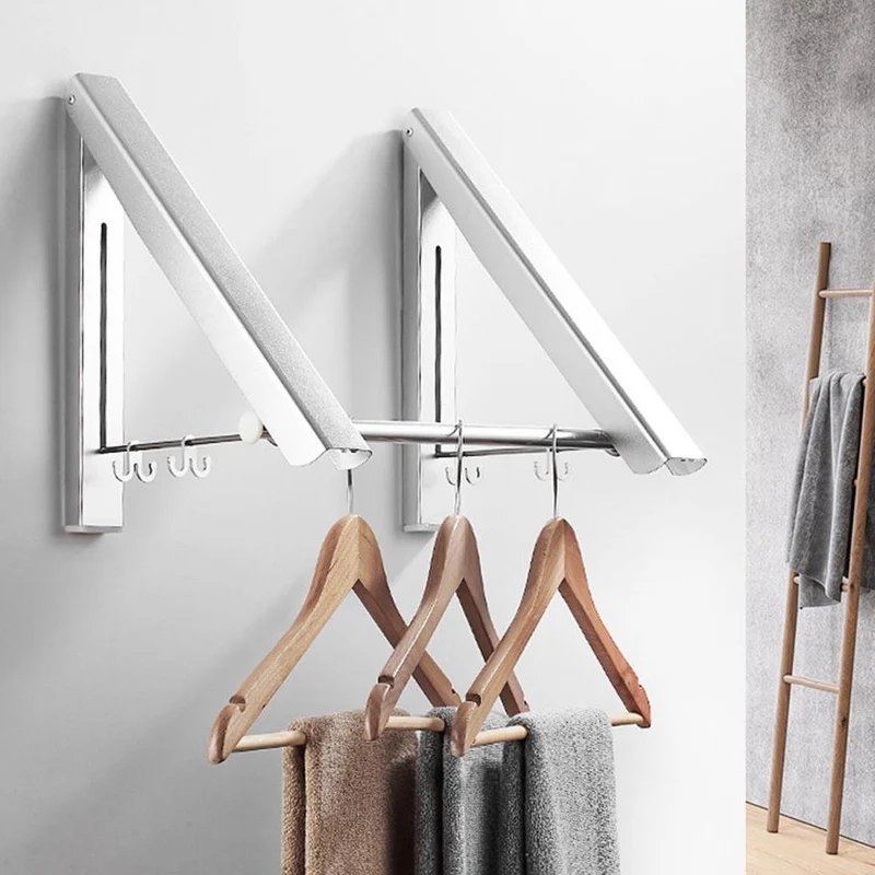 Milano Luxurious inklapbaar droogrek kledingrek wandmontage ZIlver