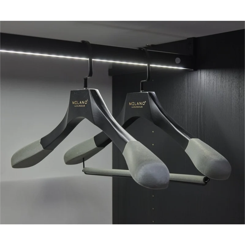 Milano Luxurious Chique grijs velvet kledinghanger met broeklat en zwarte haak
