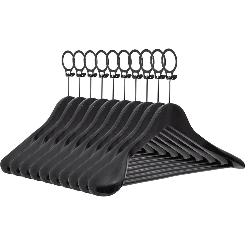 Eleganca Luxe Hotelhangers met anti diefstal ring 5 stuks Zwart