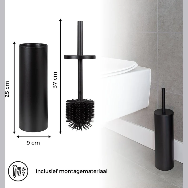 Eleganca Vrijstaande siliconen toiletborstel Zwart