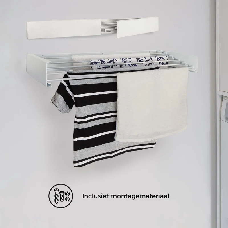Milano Luxurious Wasrek inklapbaar - Wand wasrek - Wasrek muur - 80cm - Wit