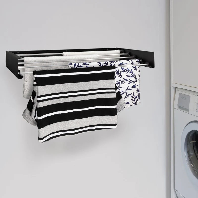 Milano Luxurious Wasrek inklapbaar - Wand wasrek - Wasrek muur - 100cm - Zwart