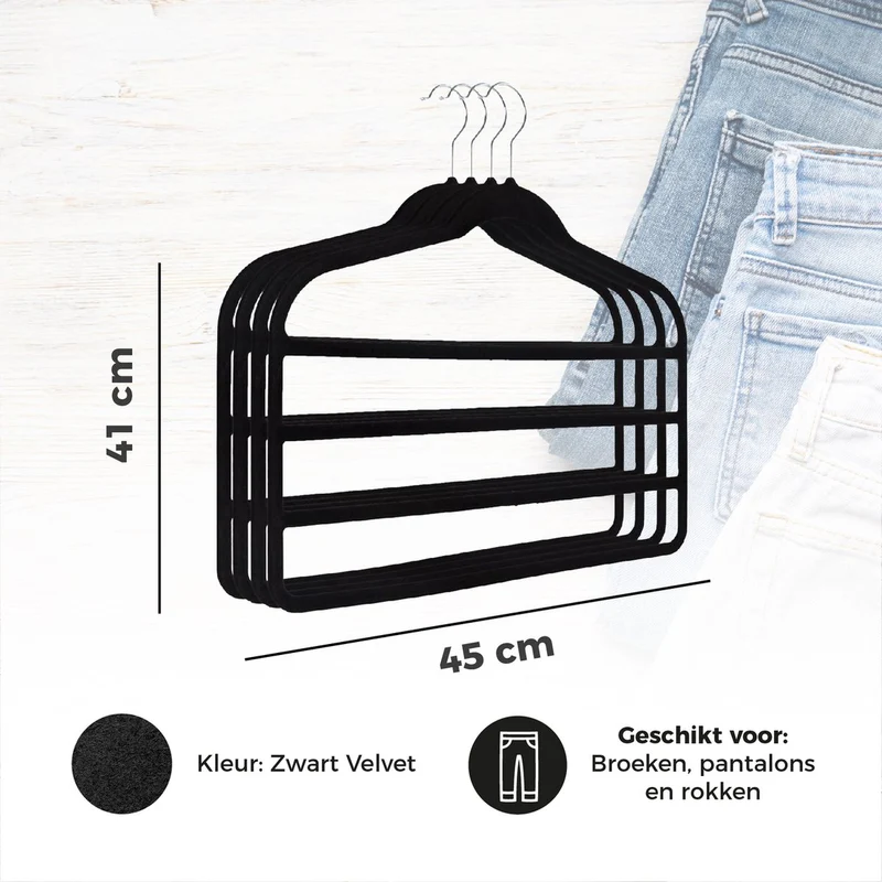 Eleganca Luxe velvet broekhangers 4in1 - 5 stuks