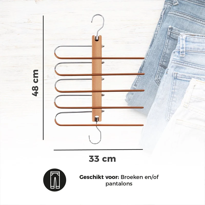 Eleganca Luxe houten broekhanger 5in1