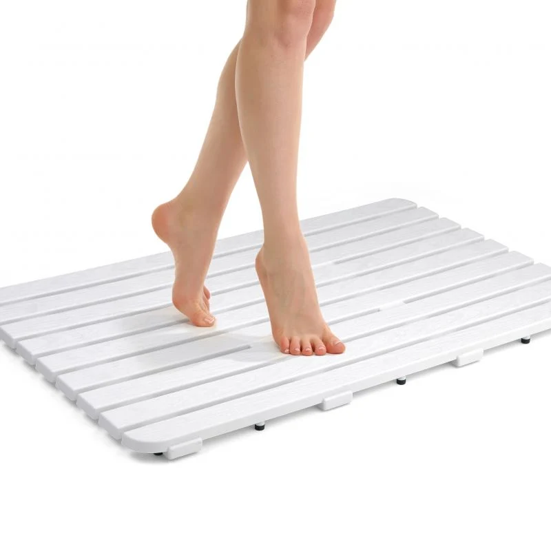 CAILLEBOTIS 80x50 - Tapis Douche Rectangulaire Antidérapant Blanc