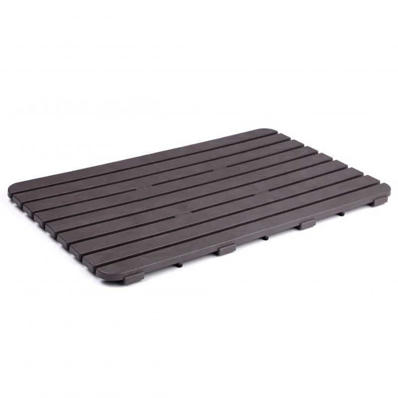 CAILLEBOTIS 80x50 FONCÉ - Tapis Douche Rectangulaire Antidérapant Effet Bois