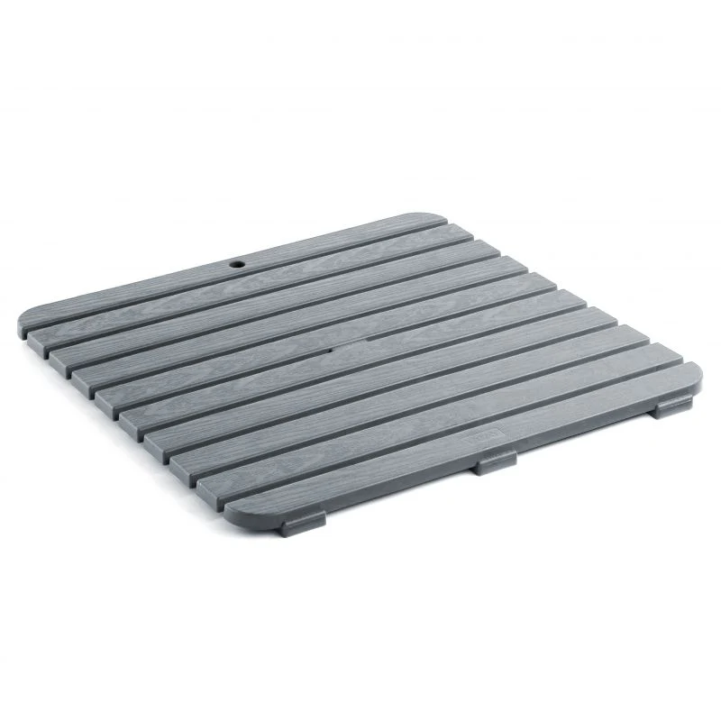 CAILLEBOTIS 55x55 GRIS ANTHRACITE - Tapis Douche Antidérapant Effet Bois
