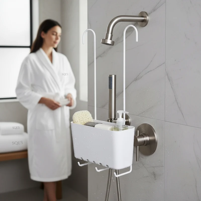 PANIER DE DOUCHE SUSPENDU - Inox Sans Perçage avec Crochets