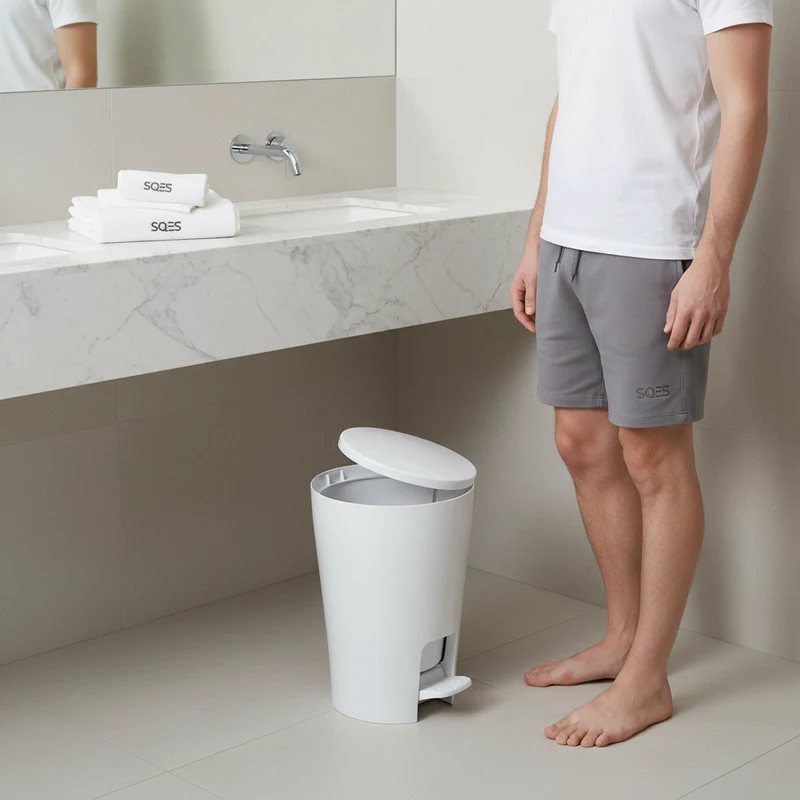 POUBELLE A PEDAL DIABOLO BLANC - 5L Salle de Bain avec Pédale