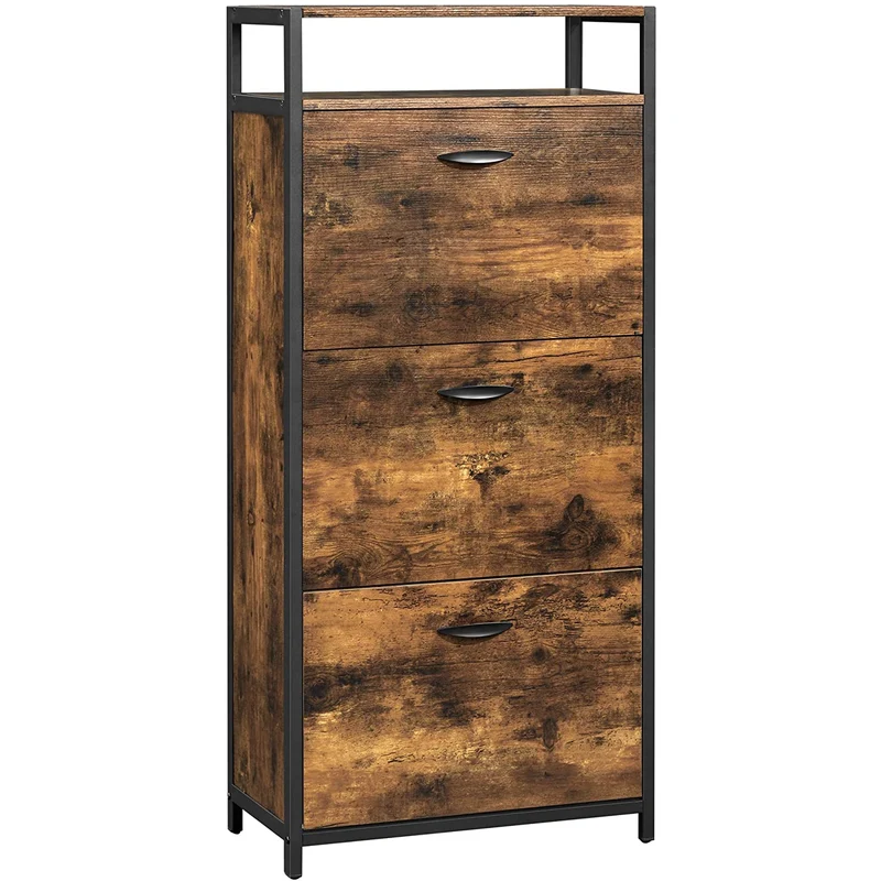 Nancy's Goshen Schoenenkast - Schoenen Organizer - Schoenenrek - Vintage Bruin / Zwart - 60 x 30 x 130 cm