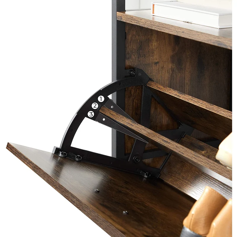 Nancy's Goshen Schoenenkast - Schoenen Organizer - Schoenenrek - Vintage Bruin / Zwart - 60 x 30 x 130 cm