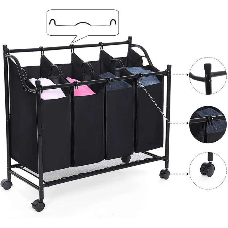 Nancy's Carnaxide Wassorteerder - Wasmand - Wasbox - Zwart - 4 x 35 Liter