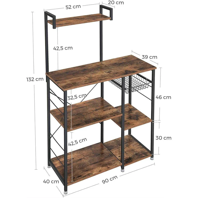 Nancy's Huntsville Keukenkast - Keukenrek - Opbergkast - Vintage Donkerbruin - ± 90 x 40 x 130 cm