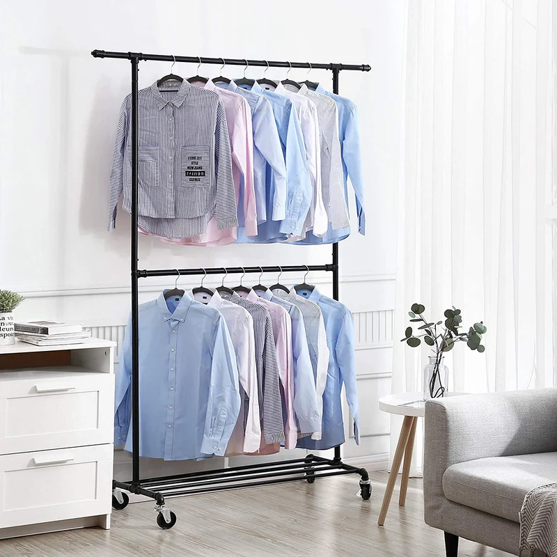Nancy's Talinhas Kledingrek - Stevig Garderoberek - Belastbaar tot 110 KG - Zwart - Staal - ± 130 x 50 x 200 cm