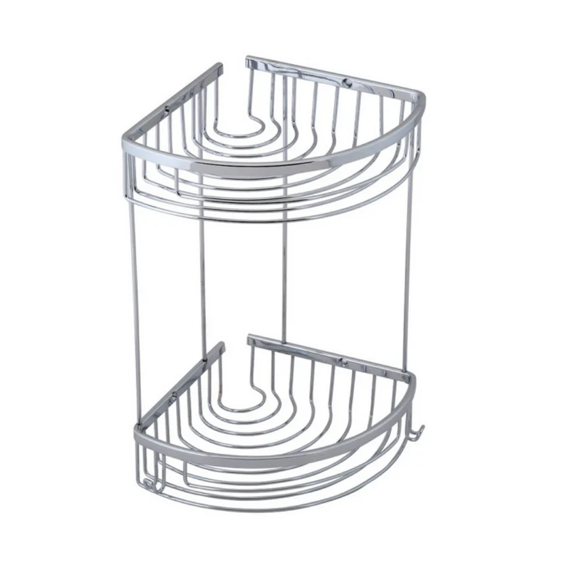 Panier à Savon Double 20x20 Chrome - Étagère d'Angle Salle de Bain