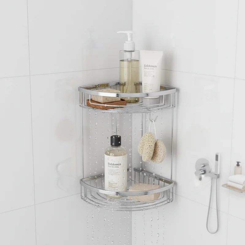 Panier à Savon Double 20x20 Chrome - Étagère d'Angle Salle de Bain