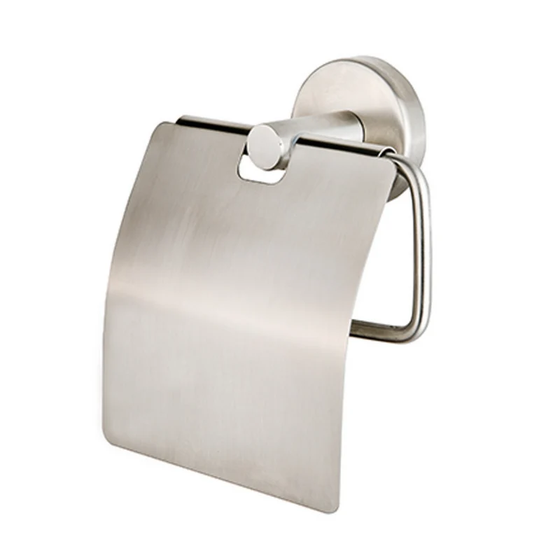 Porte Papier avec Couvercle Inox - Support Mural Salle de Bain Brossé