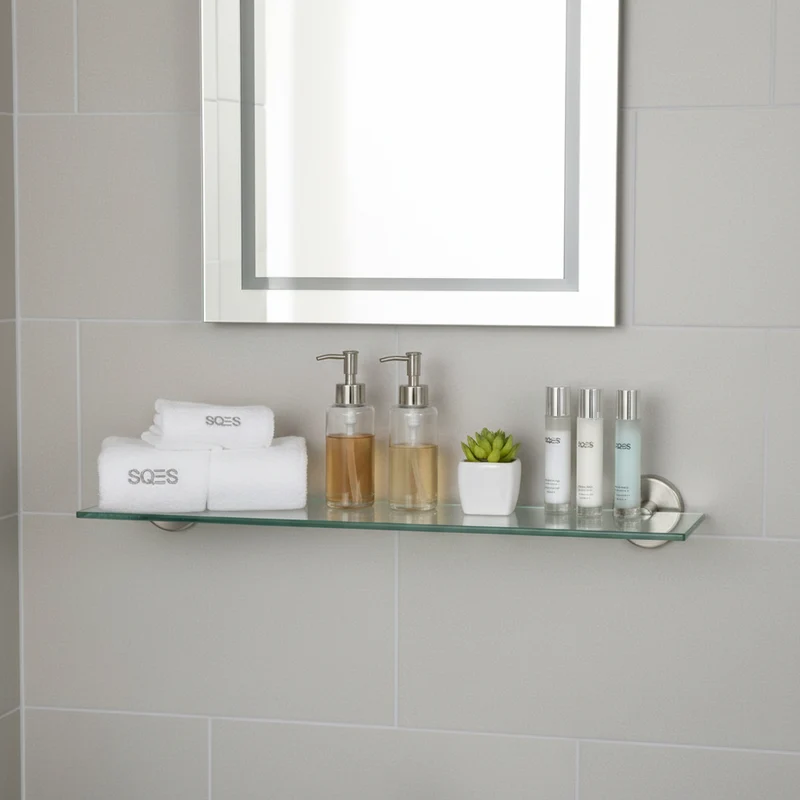 CaMeRo Étagère en Verre Inox 50cm - Tablette Salle de Bain Design