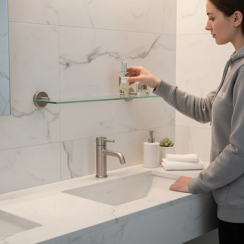 CaMeRo Étagère en Verre Inox 50cm - Tablette Salle de Bain Design