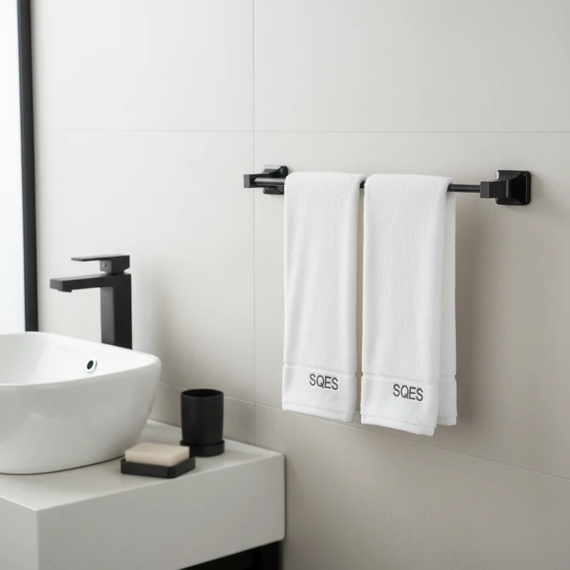 CaMeRo Porte Serviette UNO Noir 60cm - Barre Murale Salle de Bain