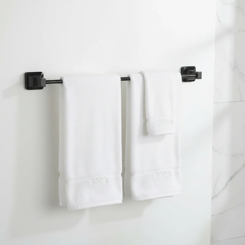 CaMeRo Porte Serviette UNO Noir 60cm - Barre Murale Salle de Bain