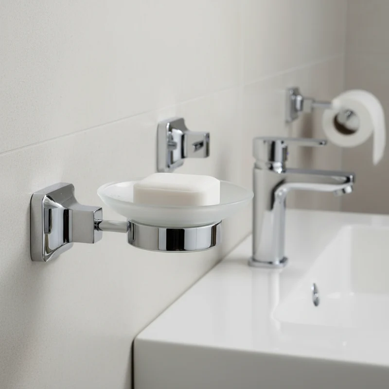 CaMeRo Porte Savon Rond UNO Chrome - Support Mural Salle de Bain