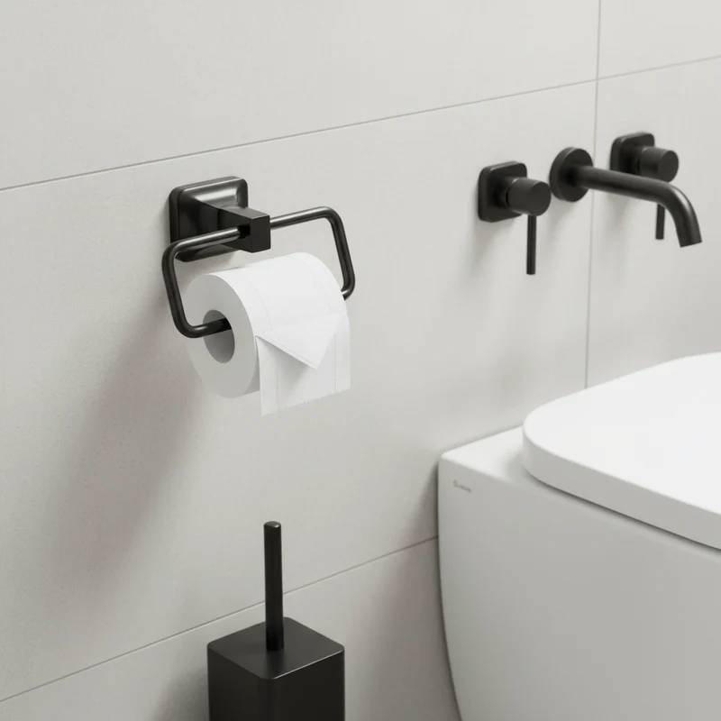 CaMeRo Porte Papier UNO Noir - Support Mural Salle de Bain