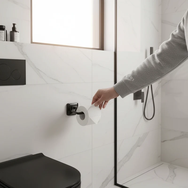CaMeRo Porte Papier UNO Noir - Support Mural Salle de Bain