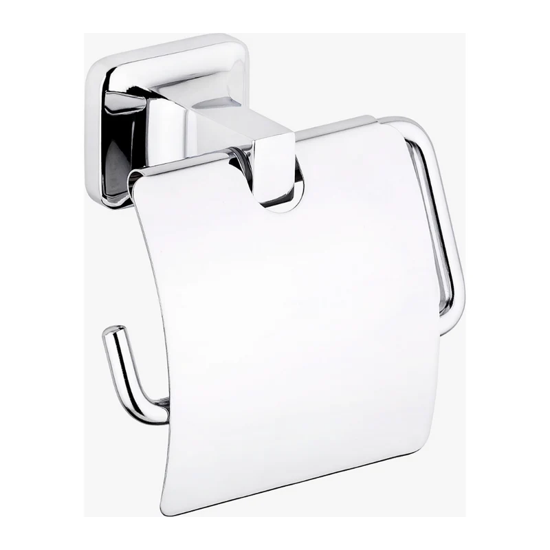 Porte Papier avec Couvercle UNO Chrome - Support Mural Salle de Bain