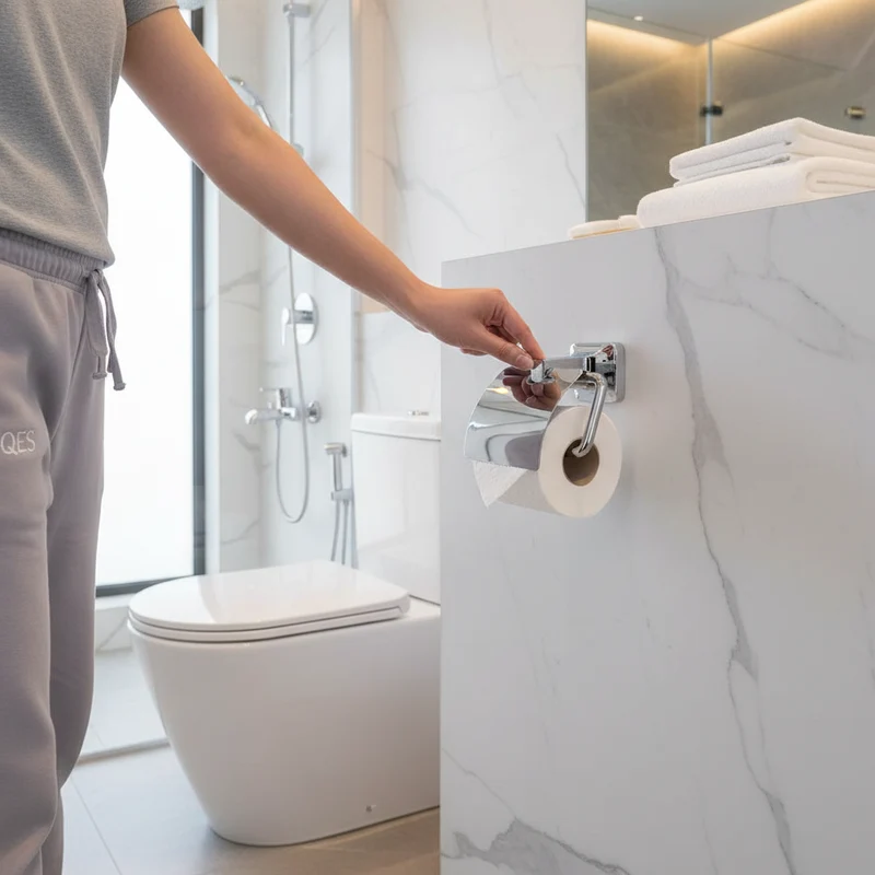 Porte Papier avec Couvercle UNO Chrome - Support Mural Salle de Bain