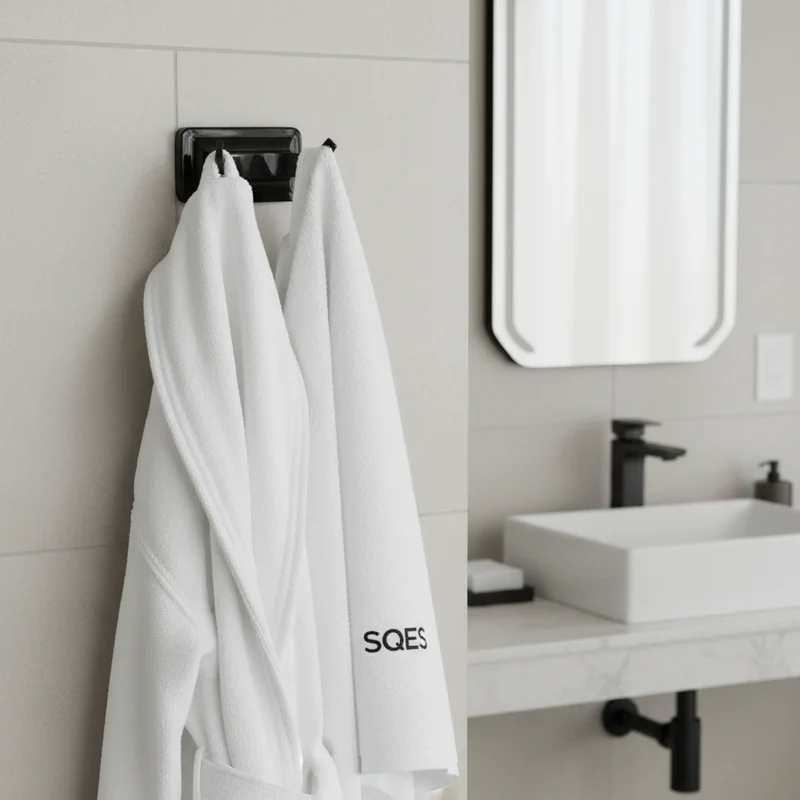 Patère Double UNO Noir - Porte Vêtement Salle de Bain Inoxydable